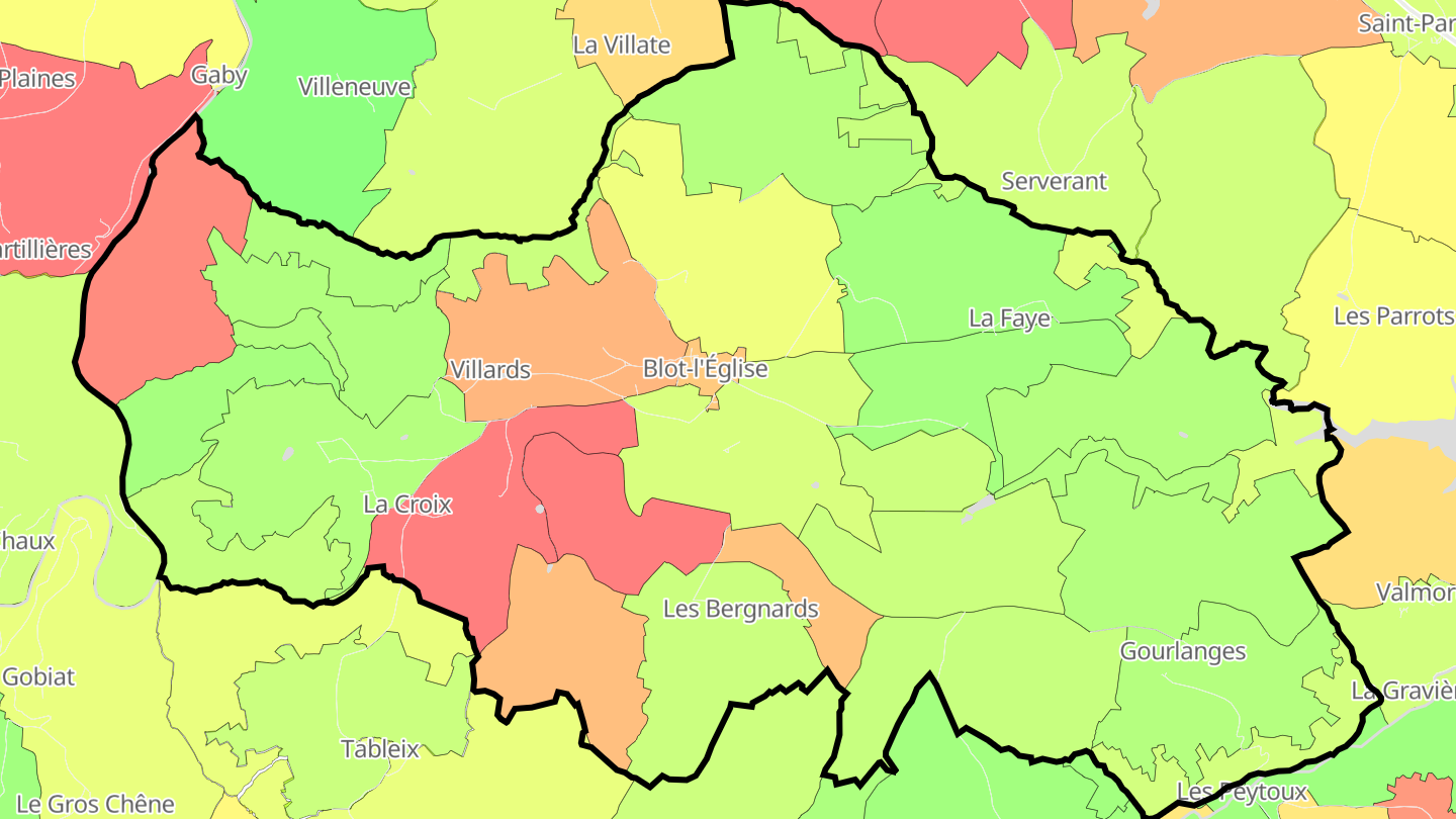 Carte des prix de l'immobilier Blot-l'Église