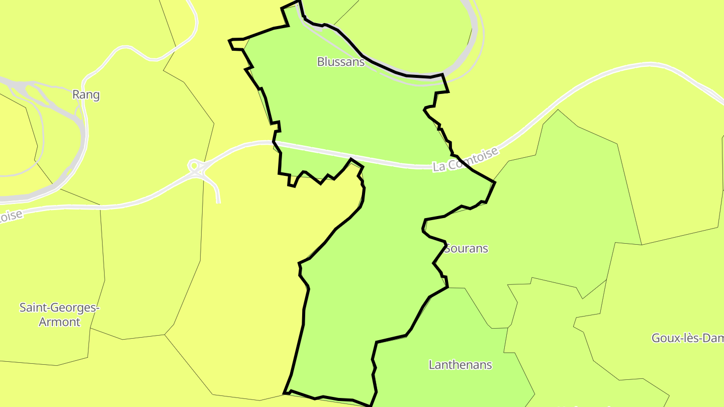 Carte des prix de l'immobilier Blussans