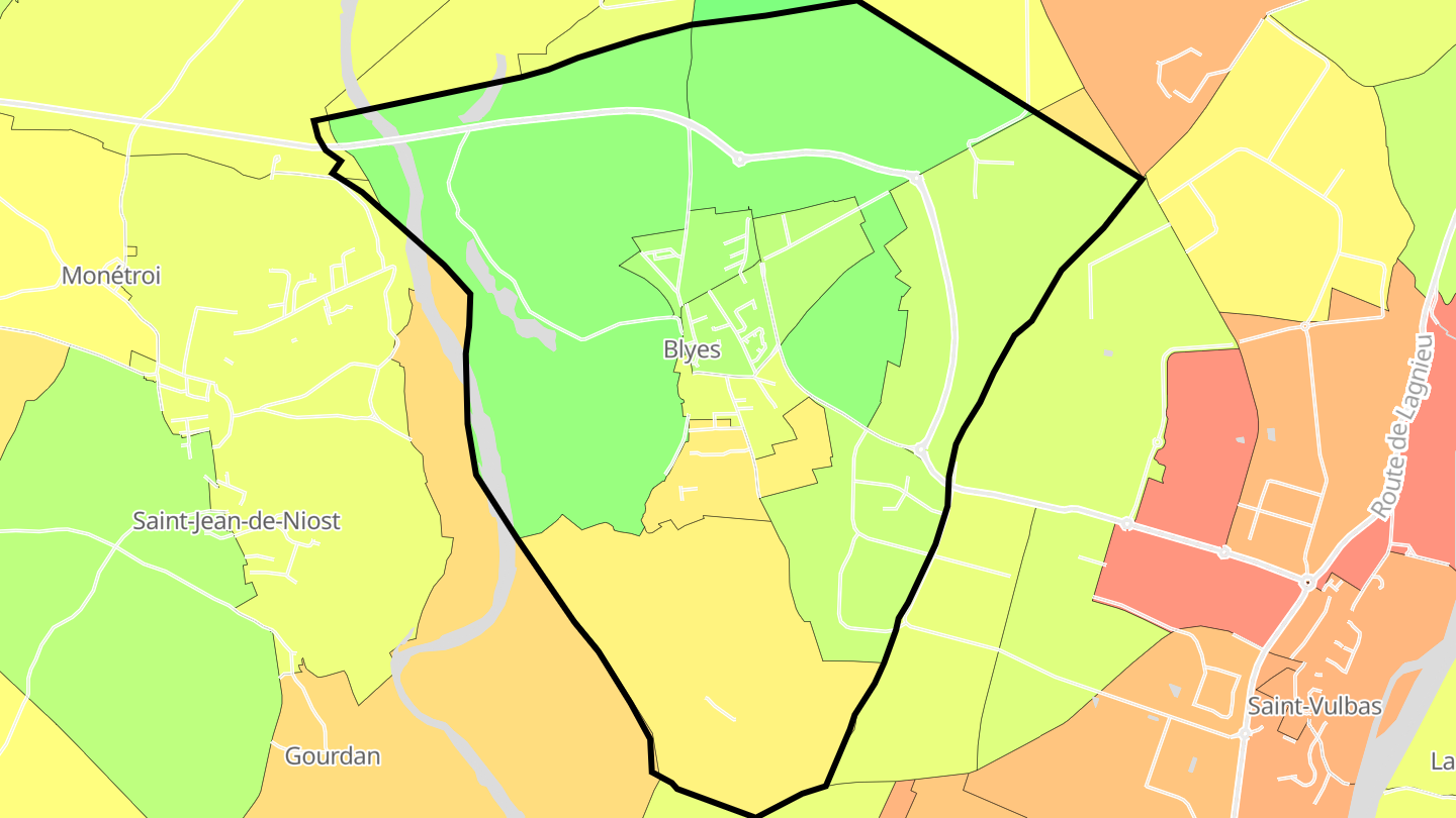 Carte des prix de l'immobilier Blyes