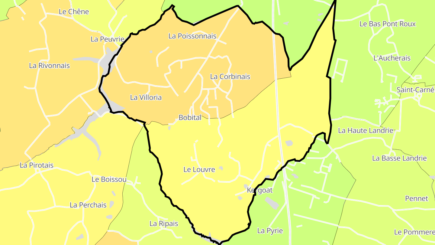 Carte des prix de l'immobilier Bobital
