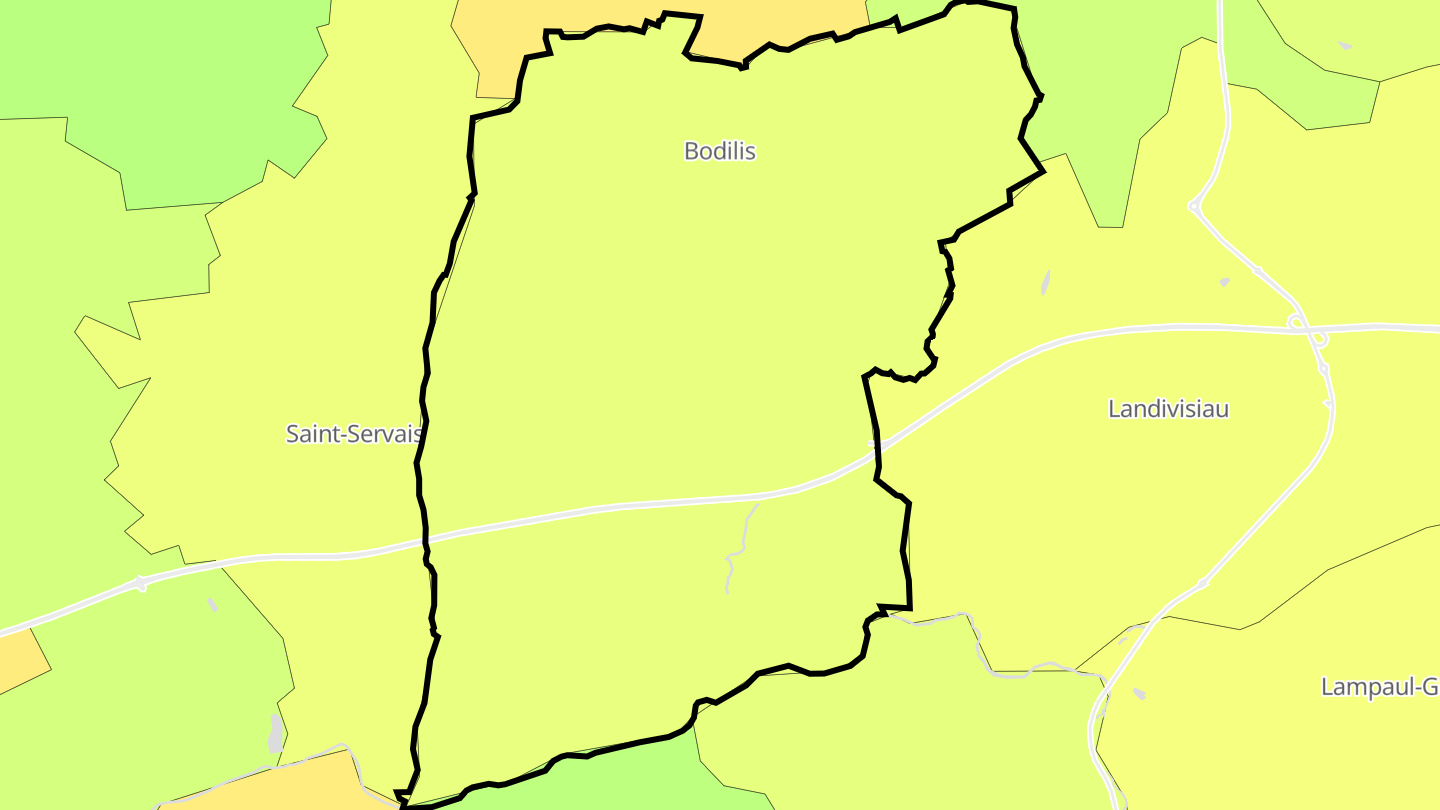 Carte des prix de l'immobilier Bodilis