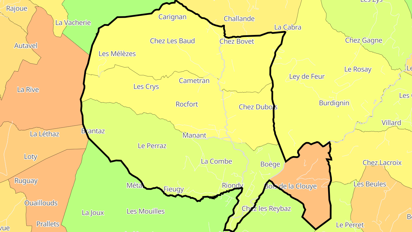 Carte des prix de l'immobilier Boëge