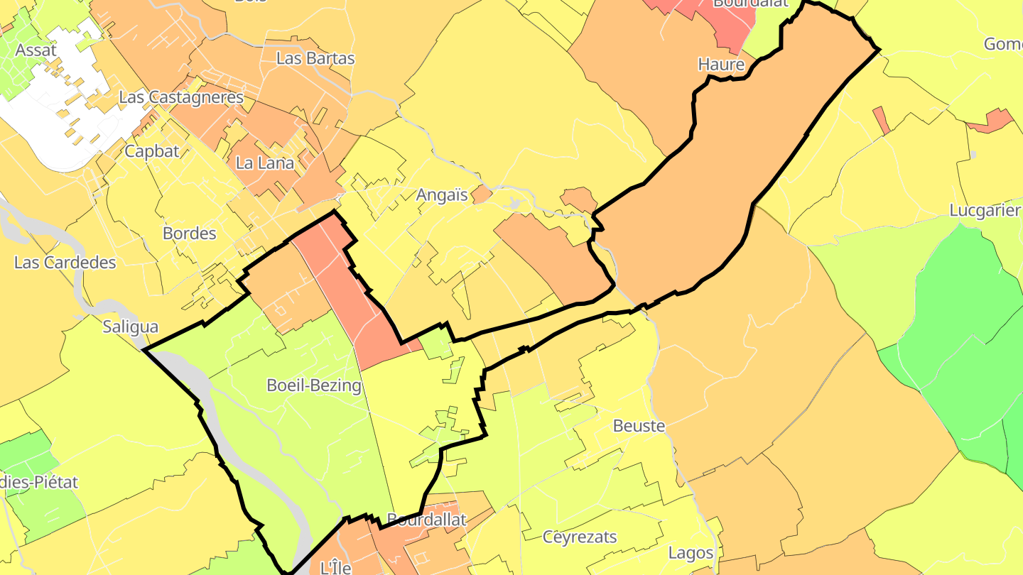 Carte des prix de l'immobilier Boeil-Bezing
