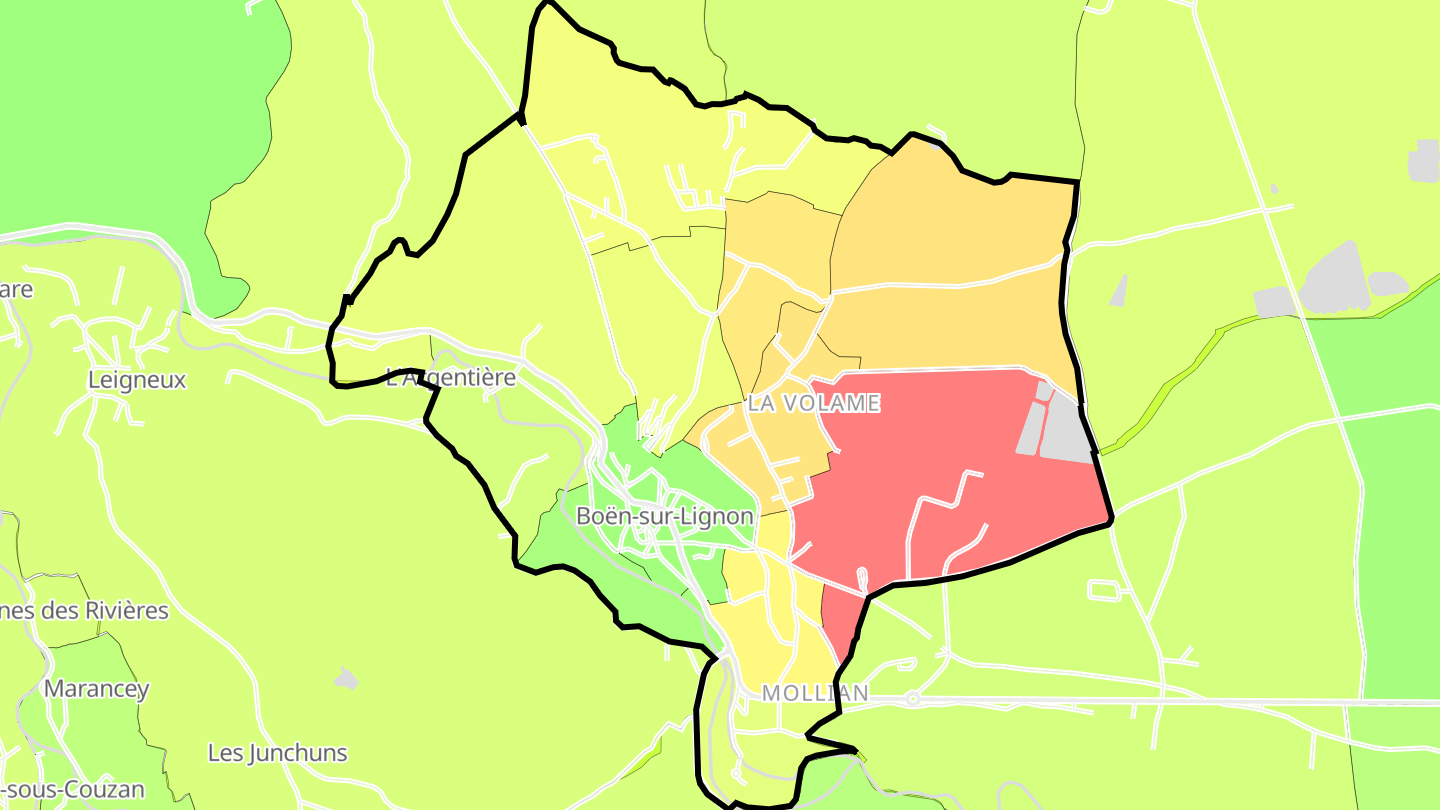 Carte des prix de l'immobilier Boën-sur-Lignon