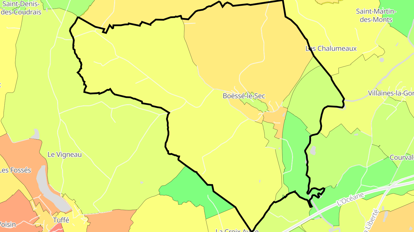 Carte des prix de l'immobilier Boëssé-le-Sec