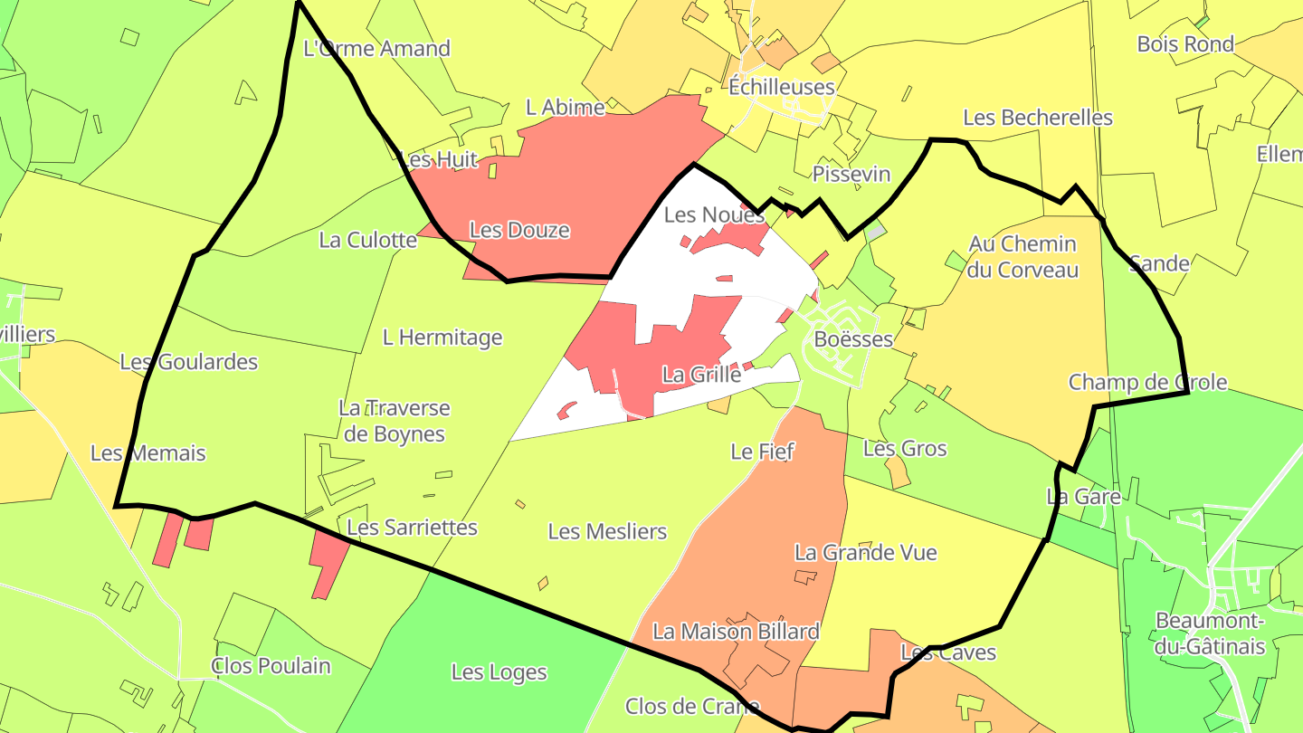 Carte des prix de l'immobilier Boësses
