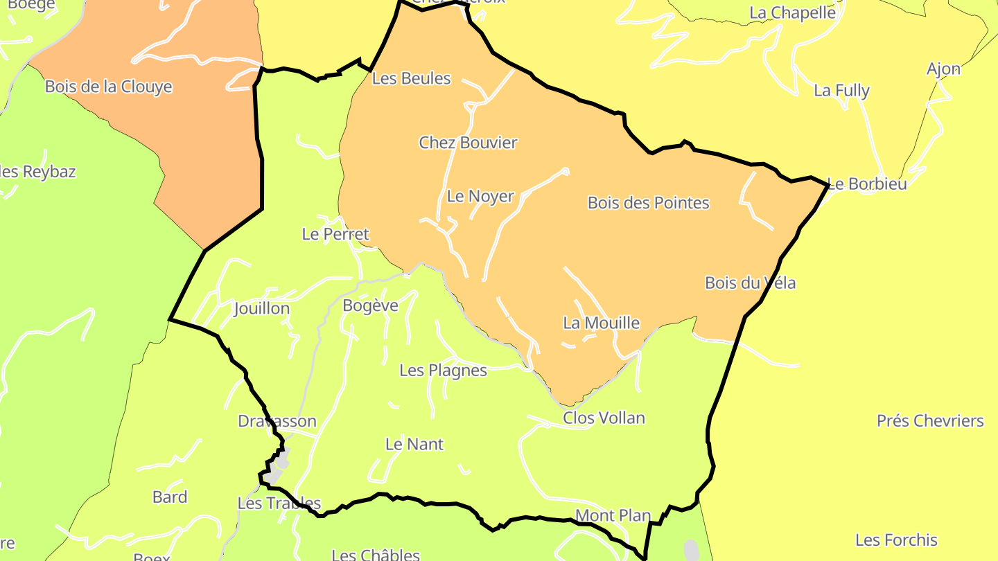 Carte des prix de l'immobilier Bogève
