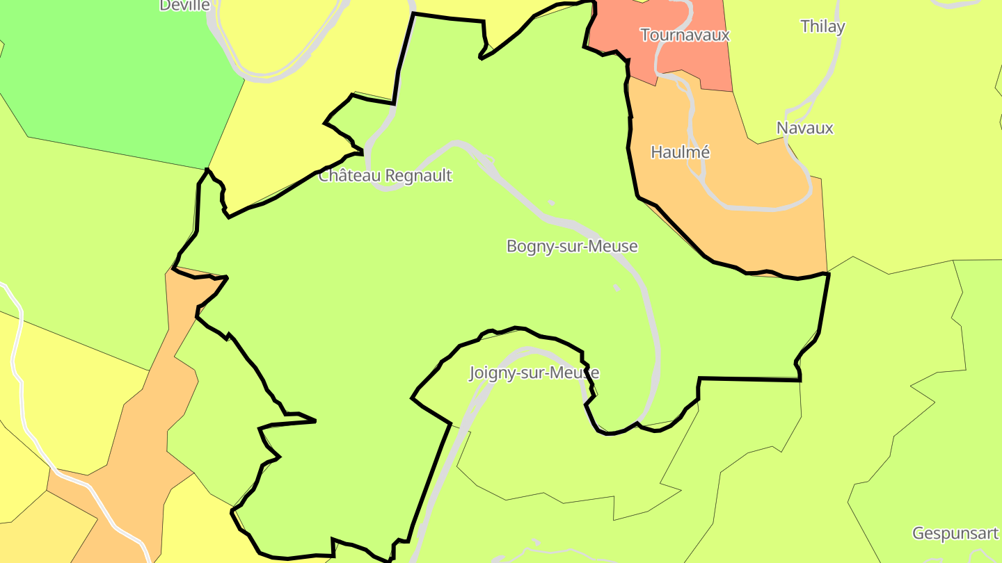 Carte des prix de l'immobilier Bogny-sur-Meuse