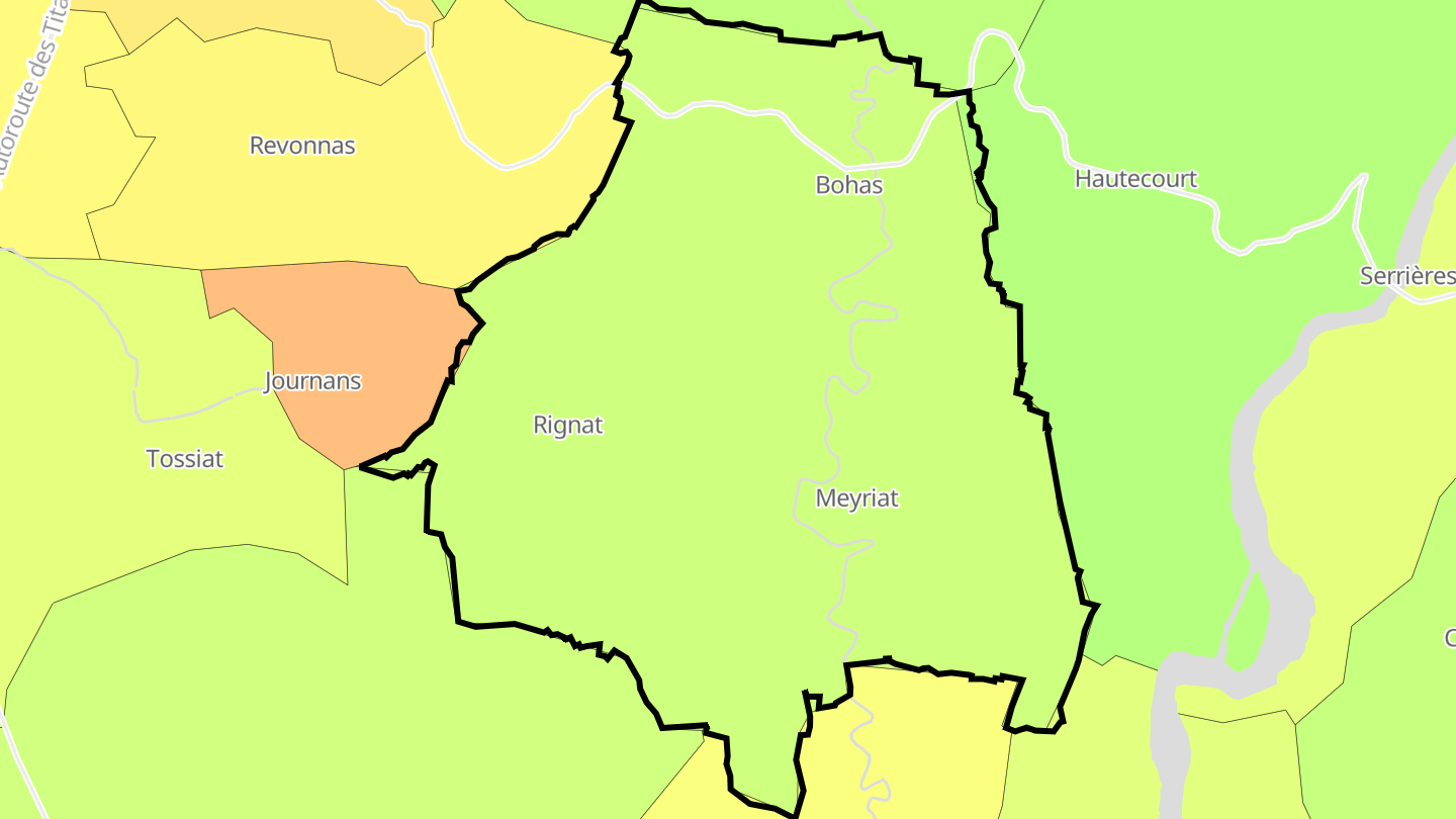 Carte des prix de l'immobilier Bohas-Meyriat-Rignat