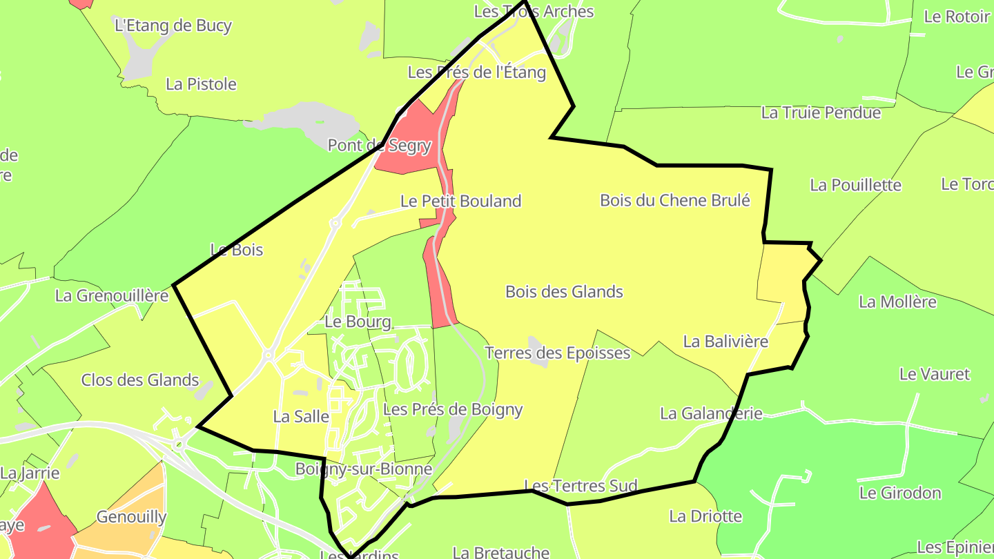 Carte des prix de l'immobilier Boigny-sur-Bionne