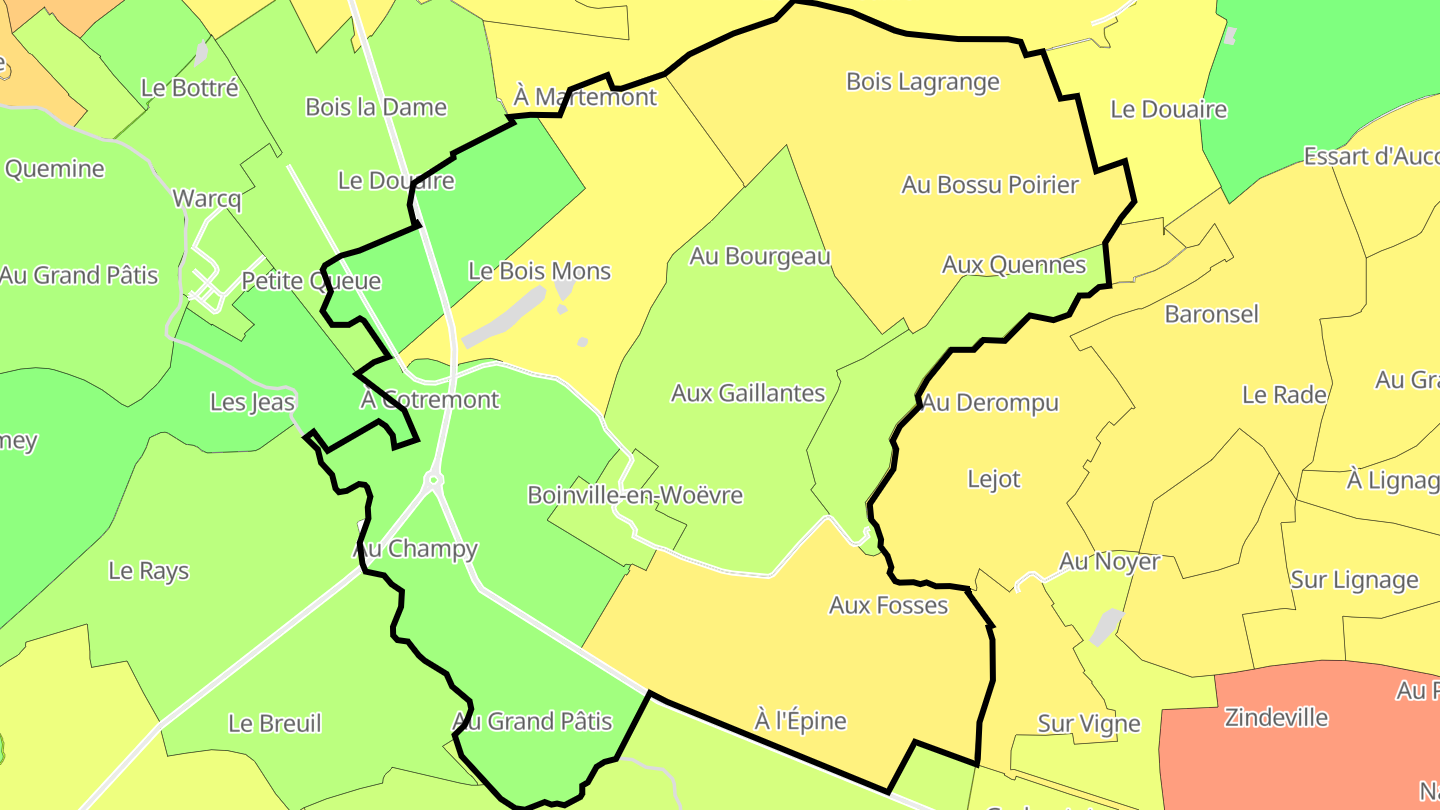 Carte des prix de l'immobilier Boinville-en-Woëvre
