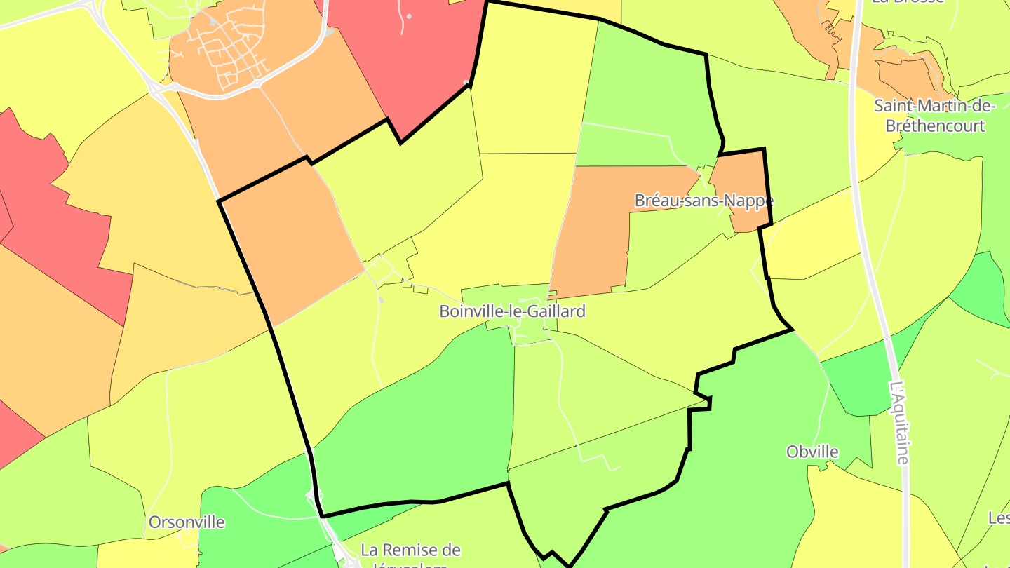 Carte des prix de l'immobilier Boinville-le-Gaillard