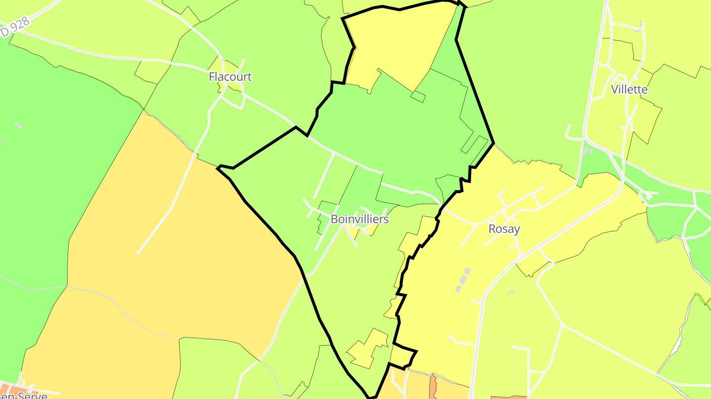 Carte des prix de l'immobilier Boinvilliers