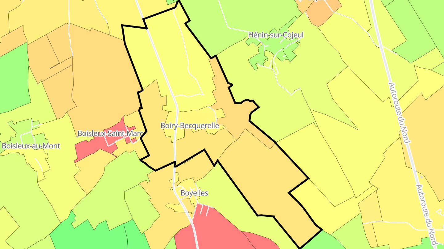 Carte des prix de l'immobilier Boiry-Becquerelle