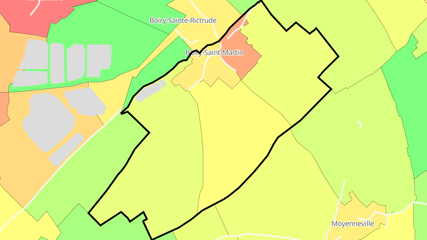 Carte des prix de l'immobilier Boiry-Saint-Martin