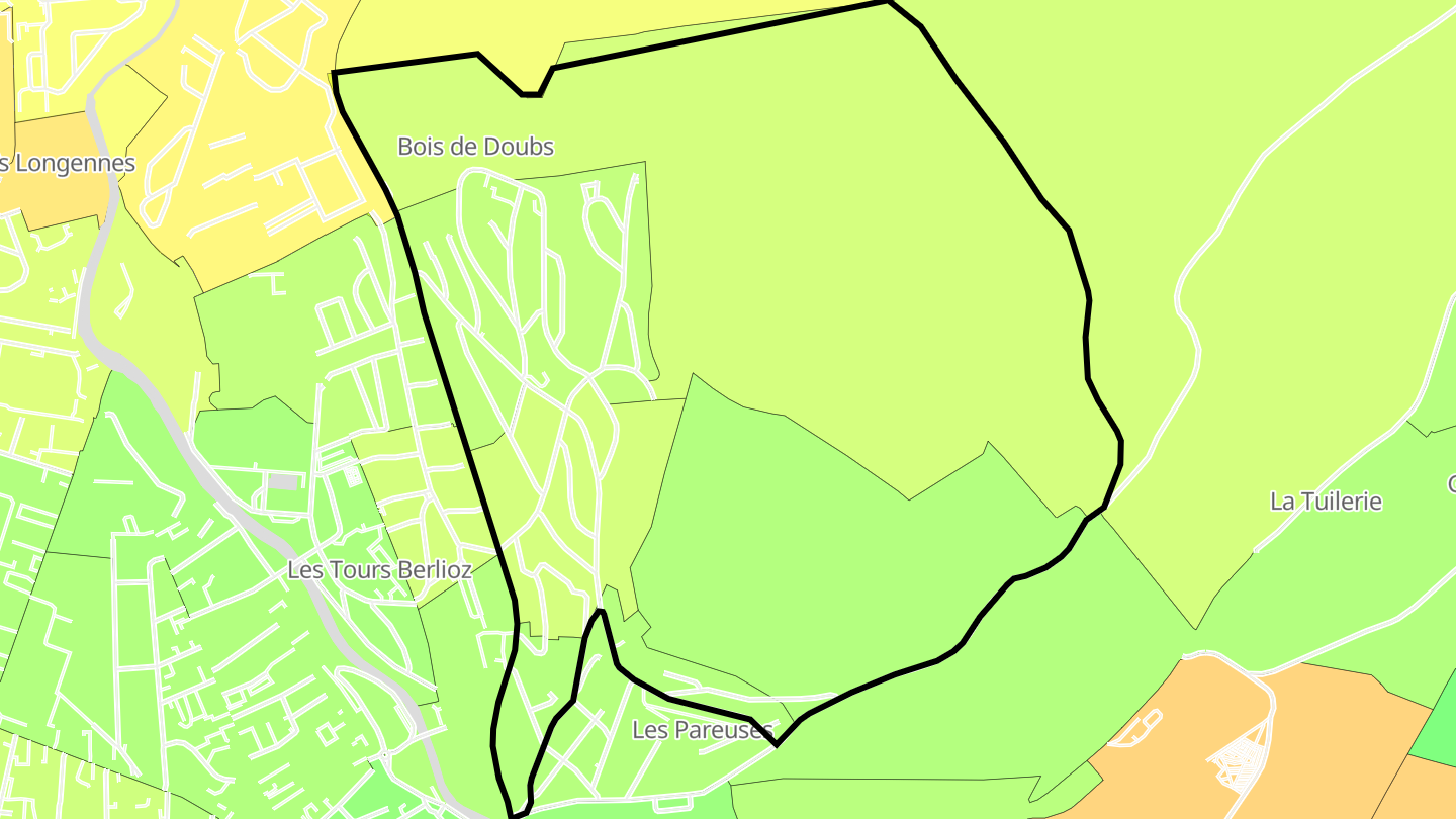 Carte des prix de l'immobilier Bois de Doubs