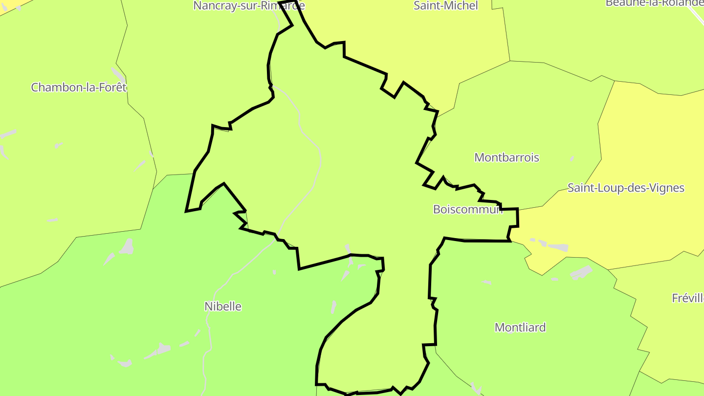 Carte des prix de l'immobilier Boiscommun