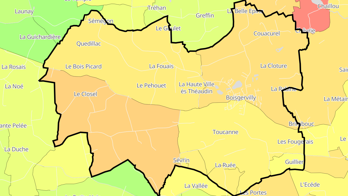 Carte des prix de l'immobilier Boisgervilly