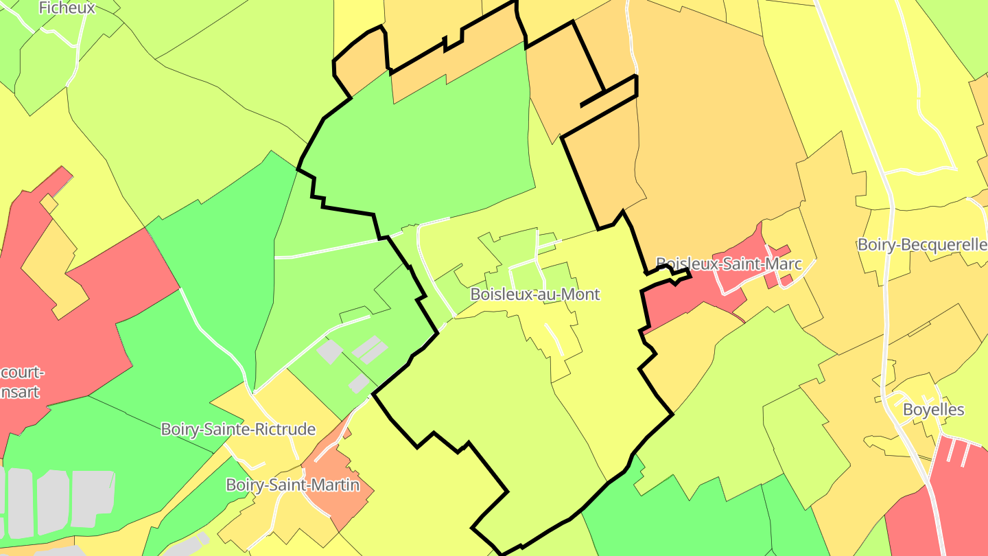 Carte des prix de l'immobilier Boisleux-au-Mont