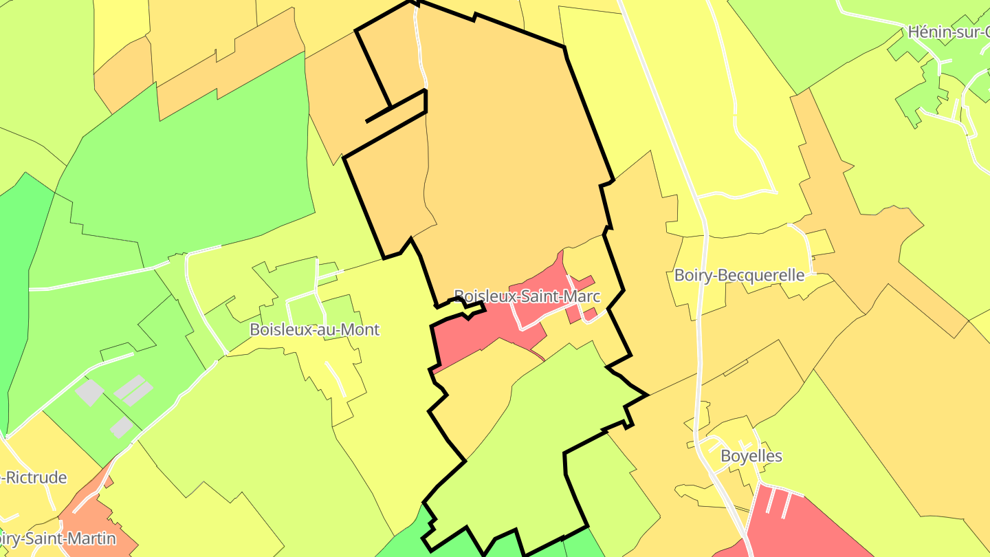 Carte des prix de l'immobilier Boisleux-Saint-Marc