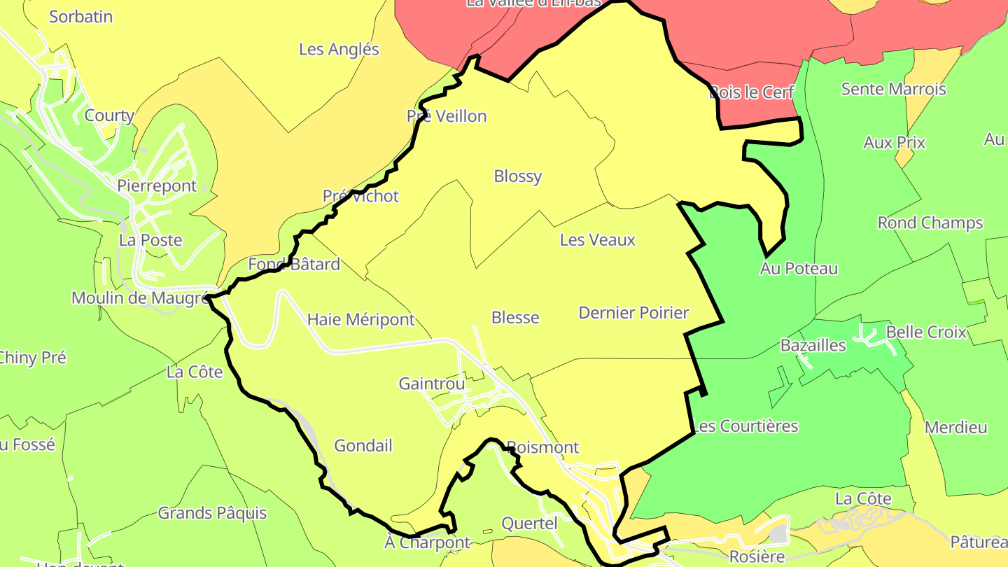 Carte des prix de l'immobilier Boismont