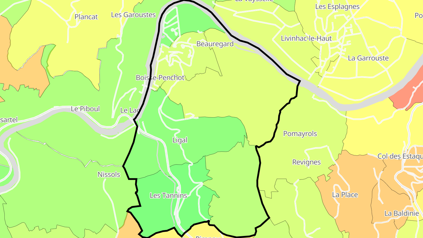 Carte des prix de l'immobilier Boisse-Penchot