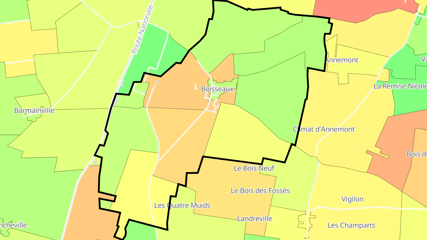 Carte des prix de l'immobilier Boisseaux