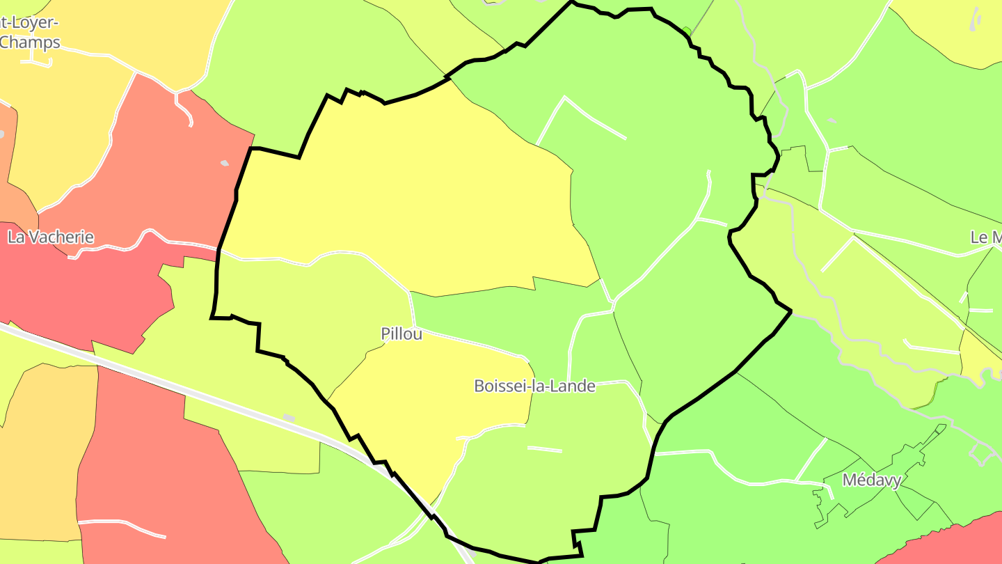 Carte des prix de l'immobilier Boissei-la-Lande