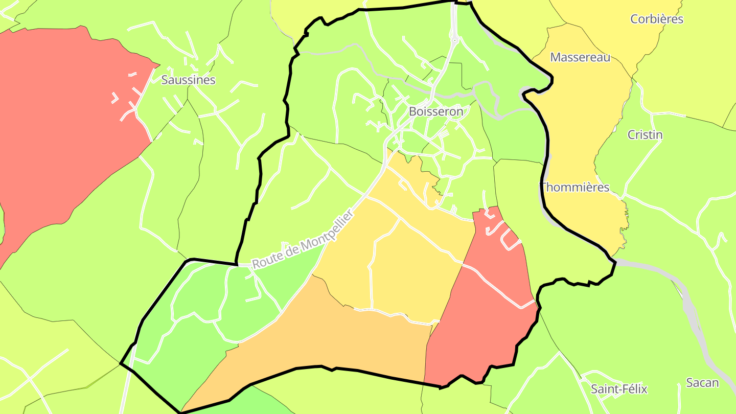 Carte des prix de l'immobilier Boisseron