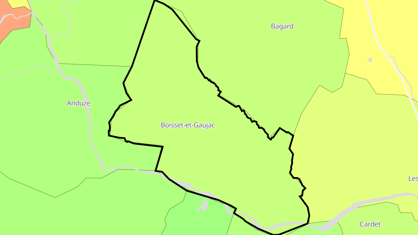 Carte des prix de l'immobilier Boisset-et-Gaujac