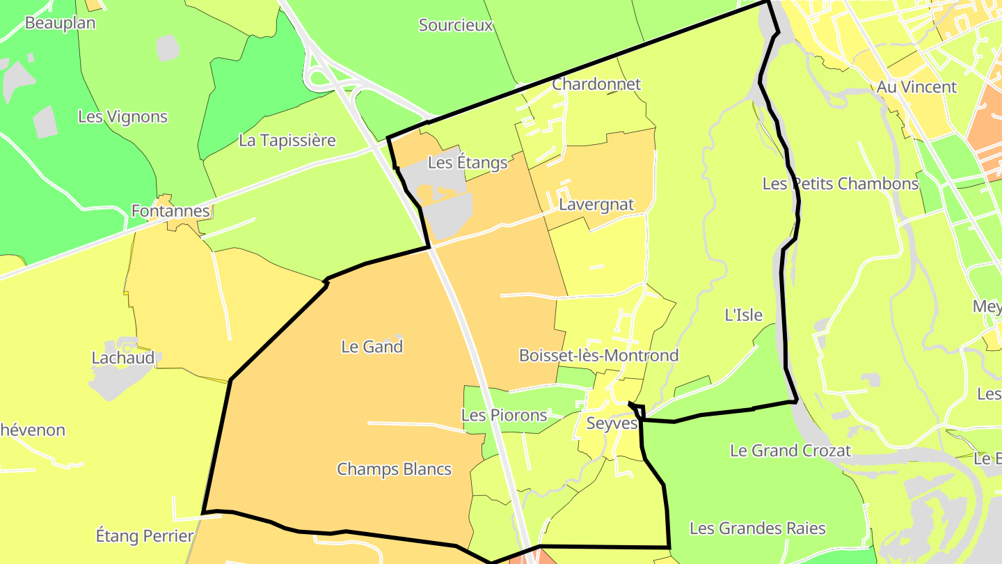 Carte des prix de l'immobilier Boisset-lès-Montrond