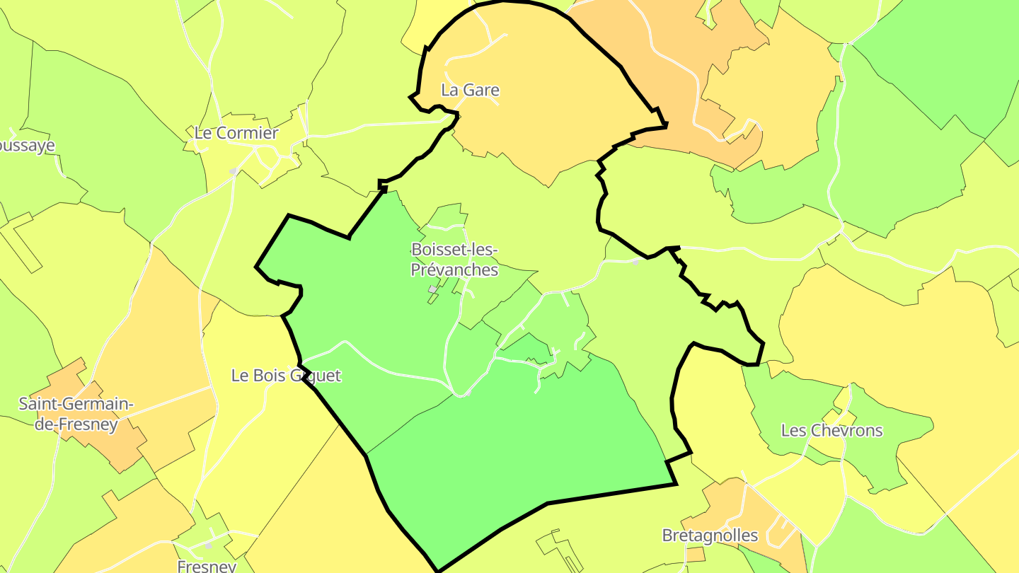 Carte des prix de l'immobilier Boisset-les-Prévanches