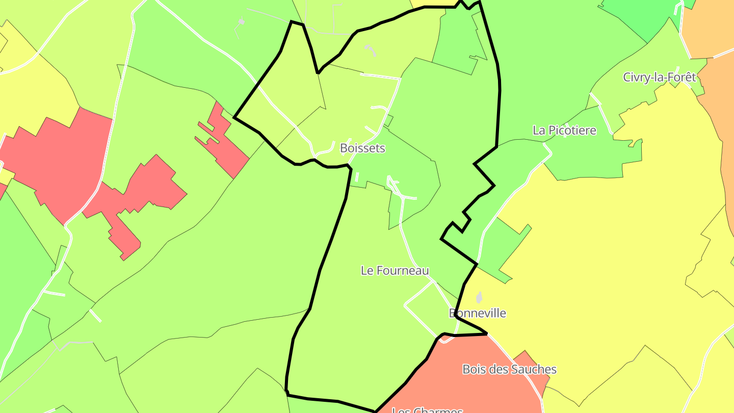Carte des prix de l'immobilier Boissets