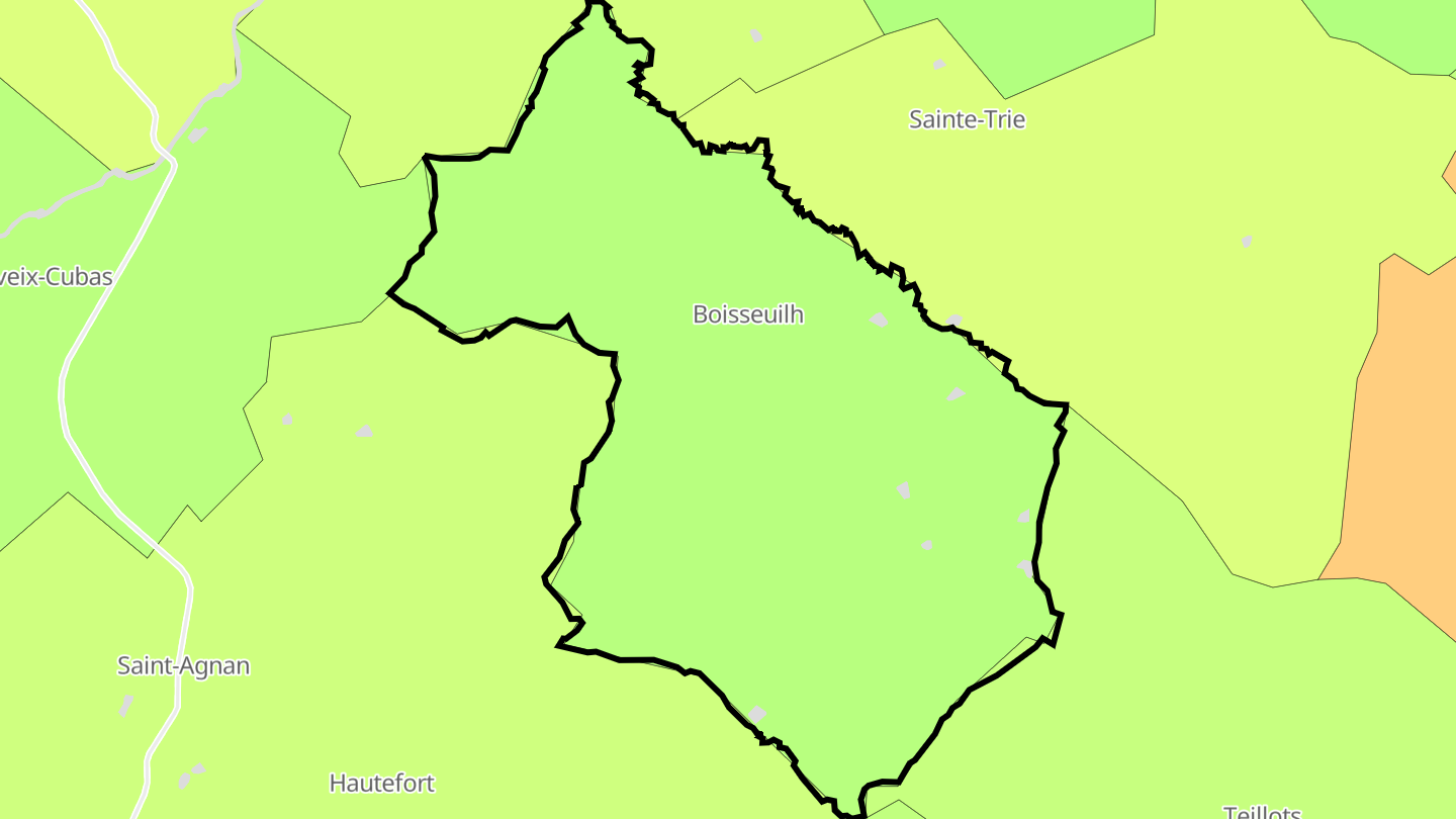Carte des prix de l'immobilier Boisseuilh