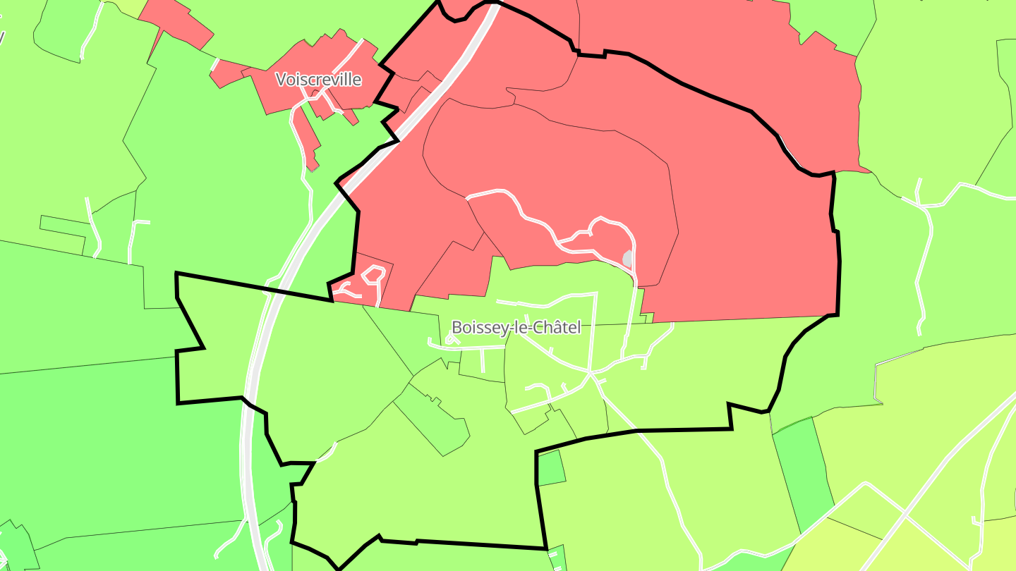Carte des prix de l'immobilier Boissey-le-Châtel