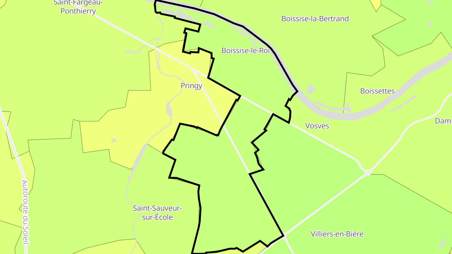 Carte des prix de l'immobilier Boissise-le-Roi