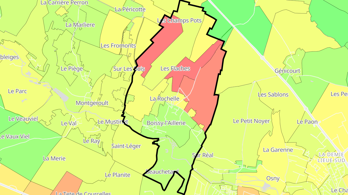 Carte des prix de l'immobilier Boissy-l'Aillerie