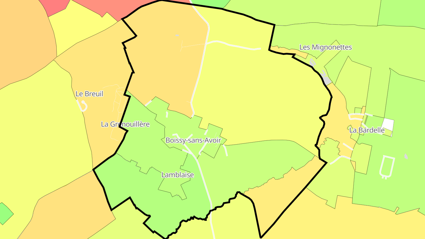 Carte des prix de l'immobilier Boissy-sans-Avoir