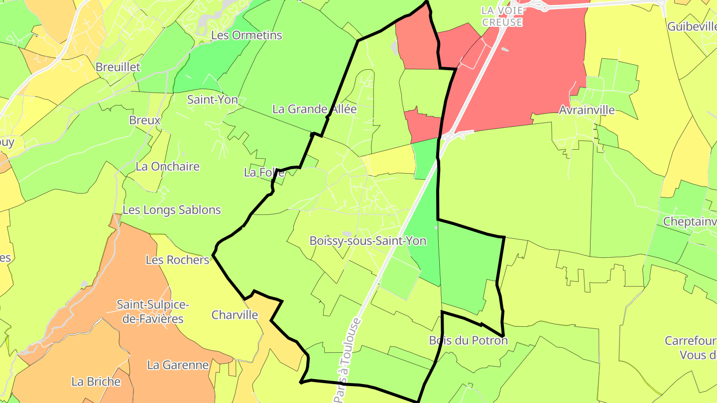 Carte des prix de l'immobilier Boissy-sous-Saint-Yon