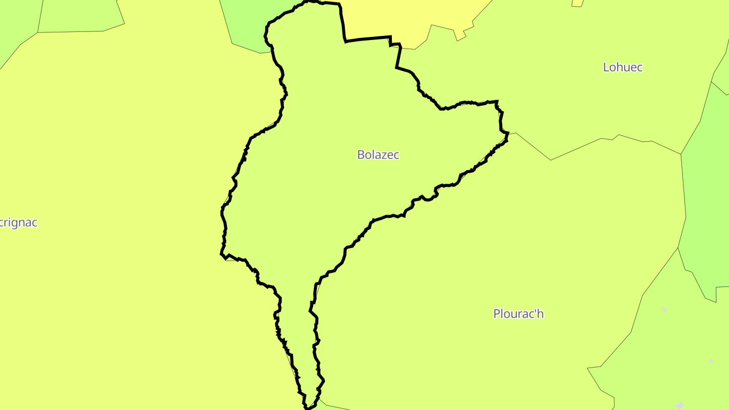 Carte des prix de l'immobilier Bolazec