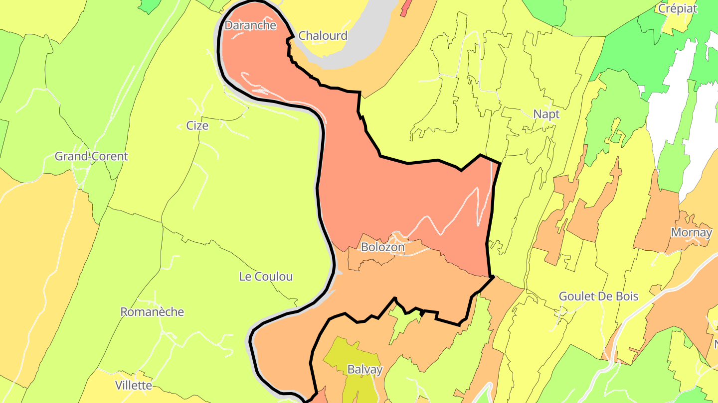 Carte des prix de l'immobilier Bolozon