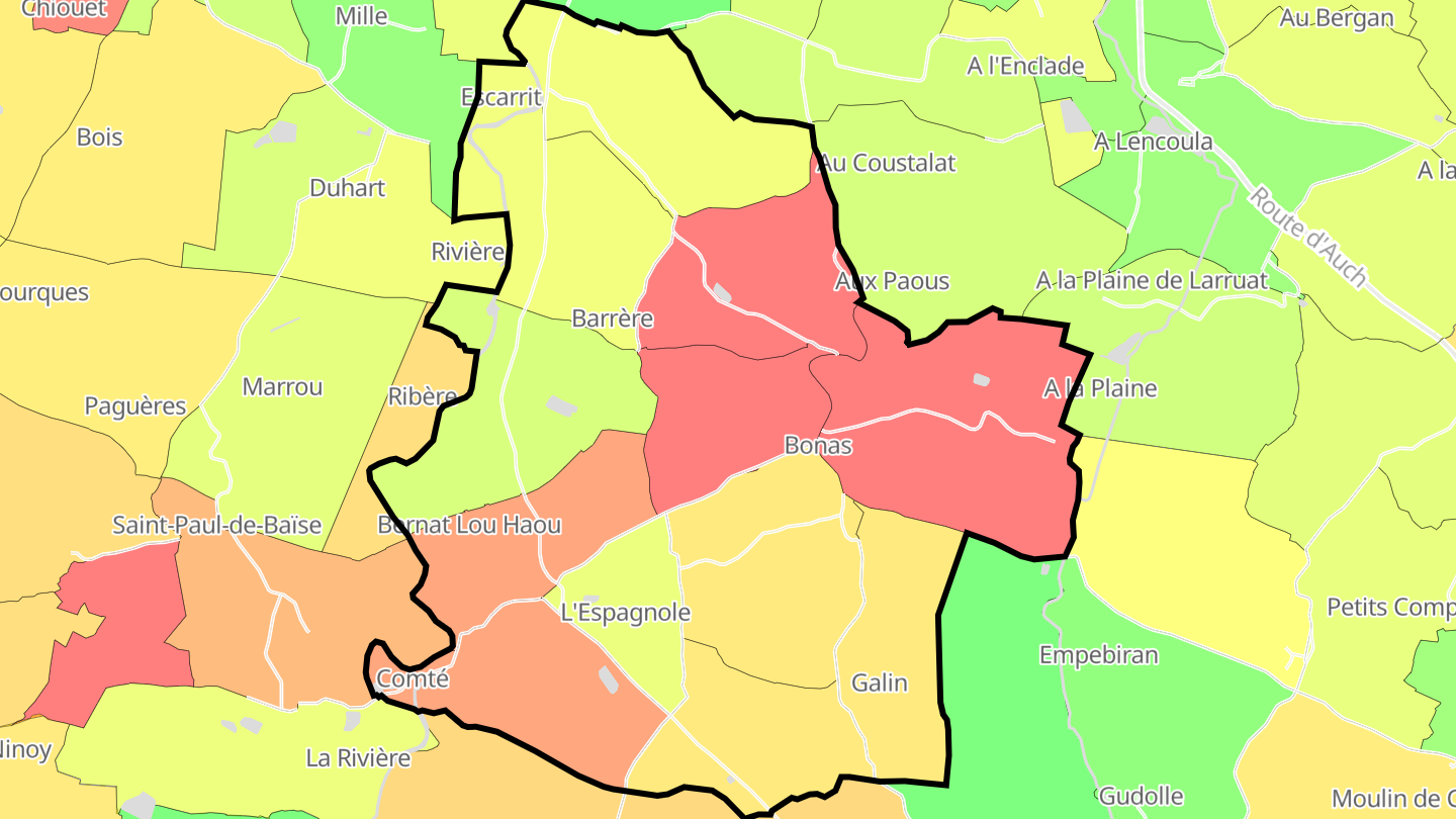 Carte des prix de l'immobilier Bonas