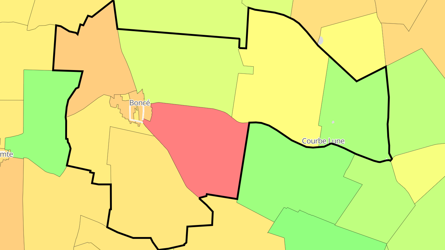Carte des prix de l'immobilier Boncé