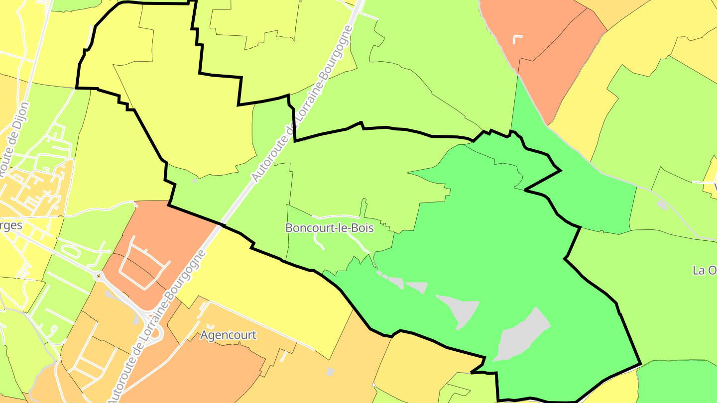 Carte des prix de l'immobilier Boncourt-le-Bois