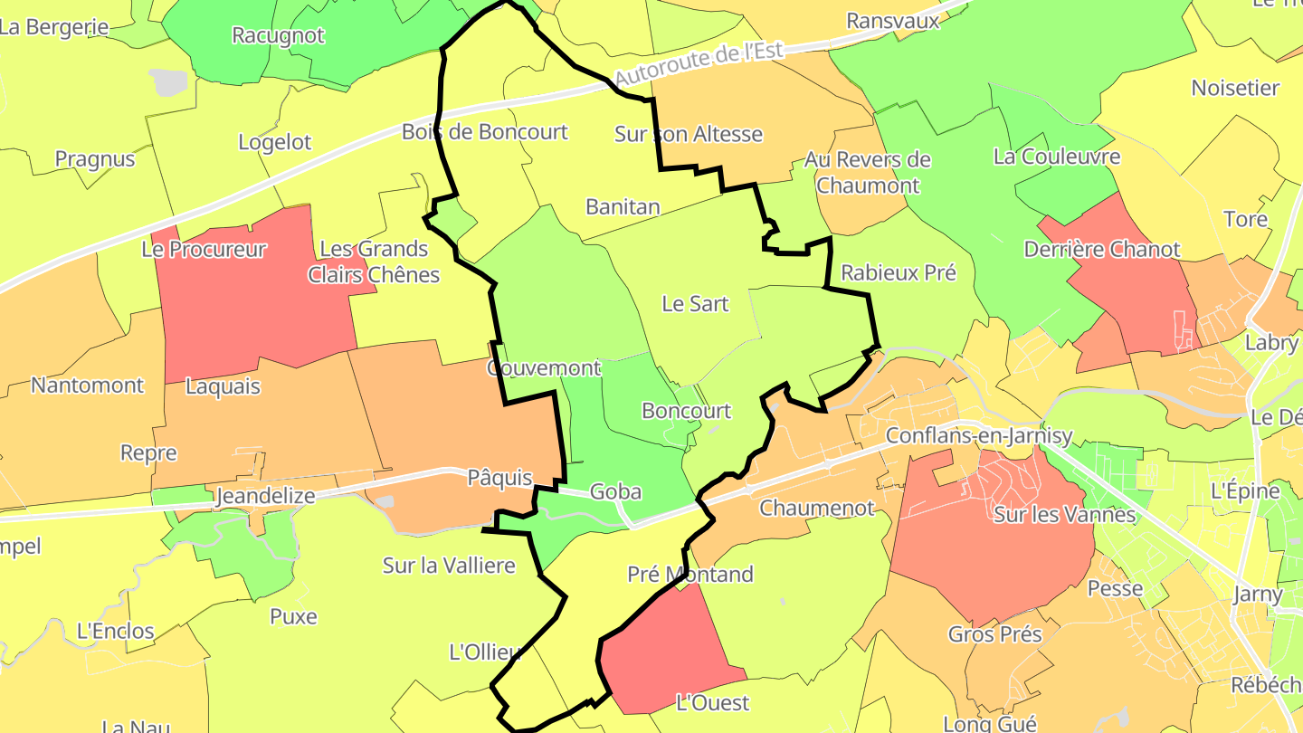 Carte des prix de l'immobilier Boncourt