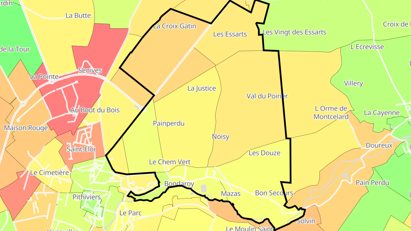 Carte des prix de l'immobilier Bondaroy