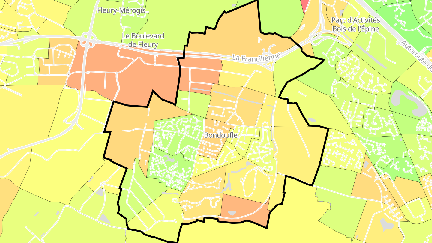Carte des prix de l'immobilier Bondoufle