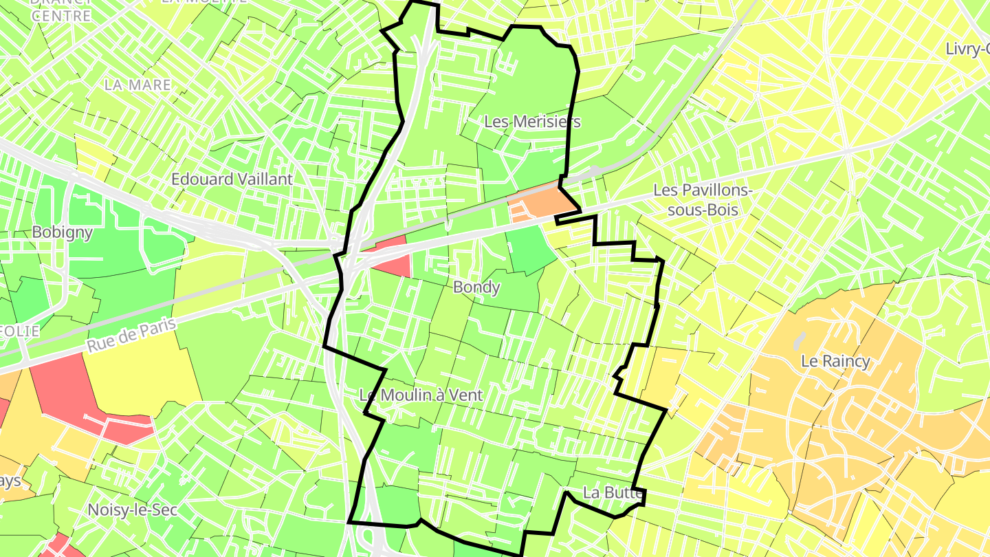Carte des prix de l'immobilier Bondy
