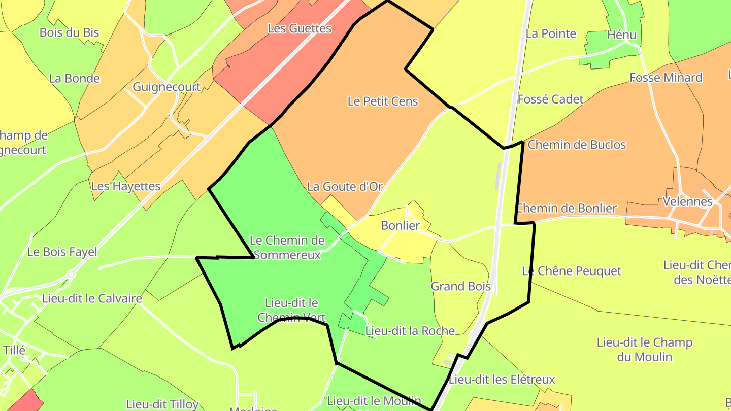 Carte des prix de l'immobilier Bonlier