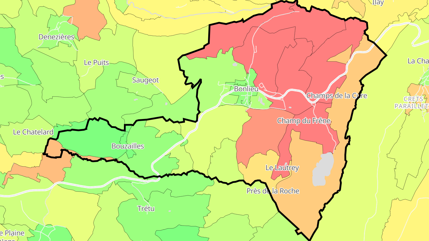 Carte des prix de l'immobilier Bonlieu